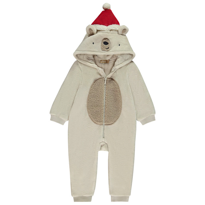 Sobrepijama oso con capucha y gorro de Navidad para bebé niño 