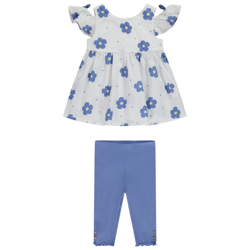 Conjunto de pantalón pirata y blusa con estampado floral para niña bebé 