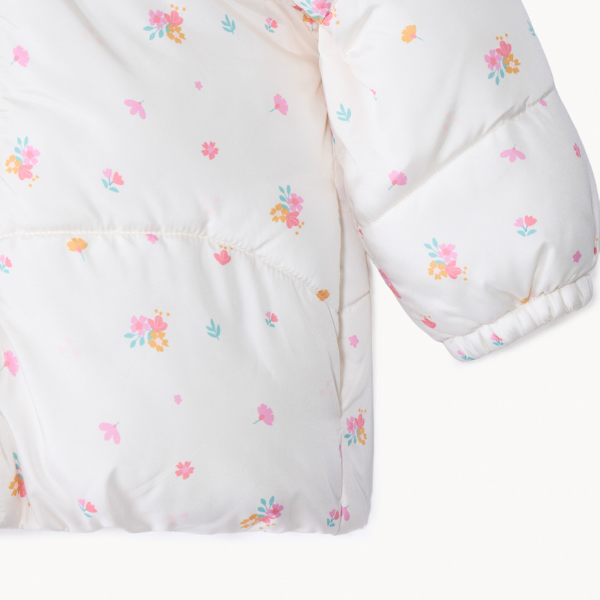 Doudoune imprimée fleurs et doublé sherpa pour bébé fille  