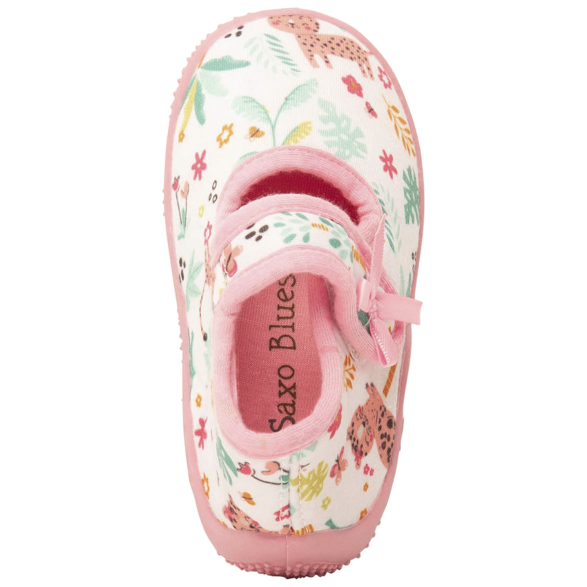 Pantuflas con velcro estampadas de jungla para niña bebé 