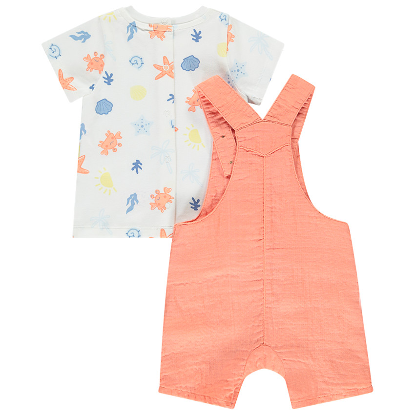 Ensemble salopette + t-shirt fantaisies crabe pour bébé garçon  