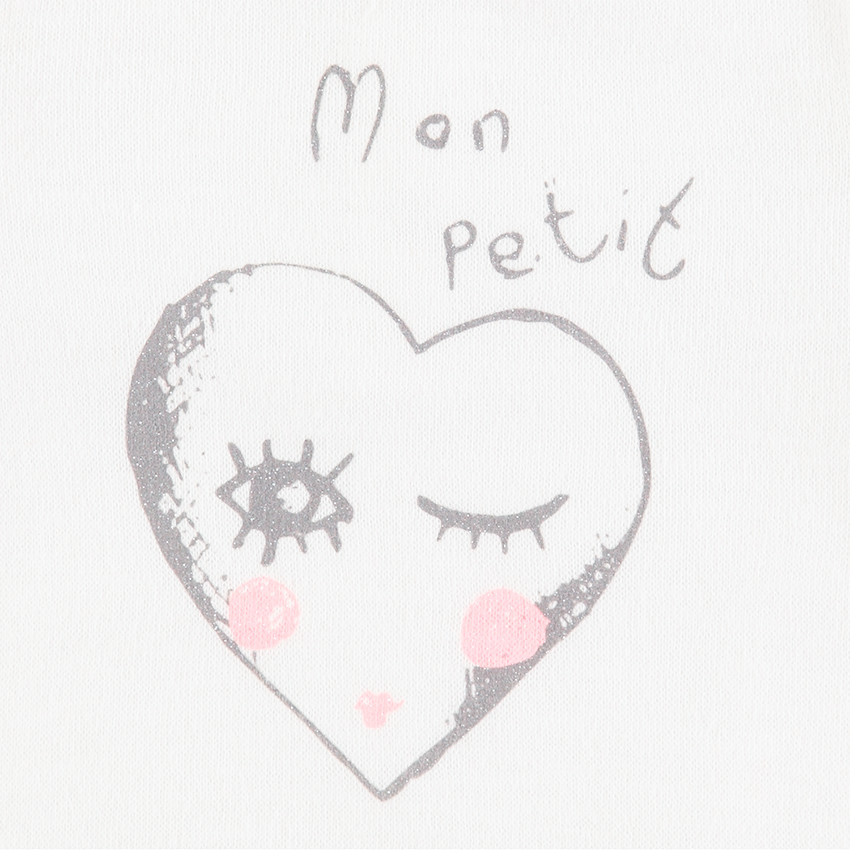 Camiseta de manga larga de punto con corazón estampado 