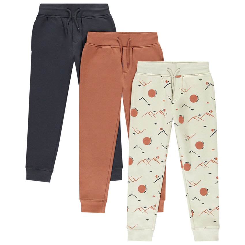 Pack de 3 joggers de felpa variados para niño 