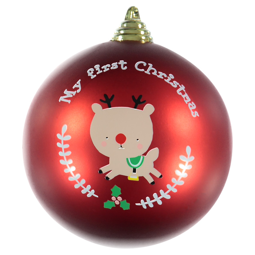 Boules pour sapin de Noel print Père Noel et élan 