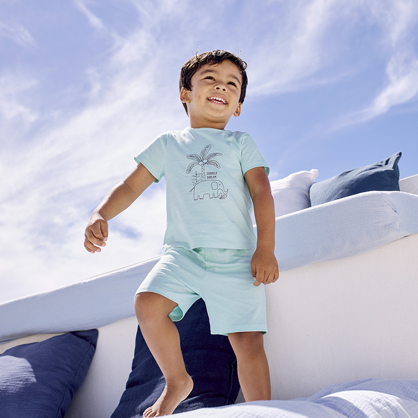 Set pijama corto con estampado de elefante para bebé niño 
