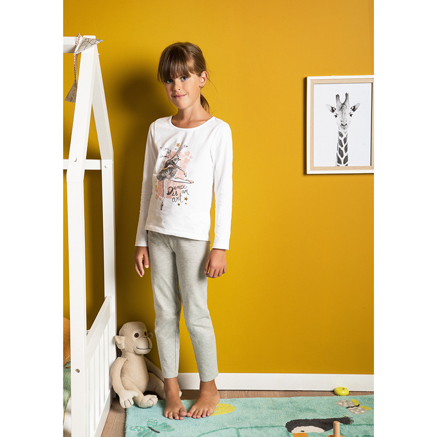 Pijama de jersey con estampado de bailarina para niña 