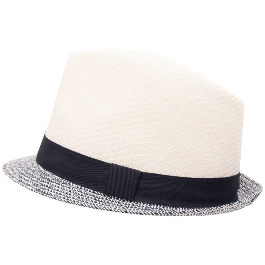 Sombrero Borsalino de paja bicolor con cinta tejida para niño 