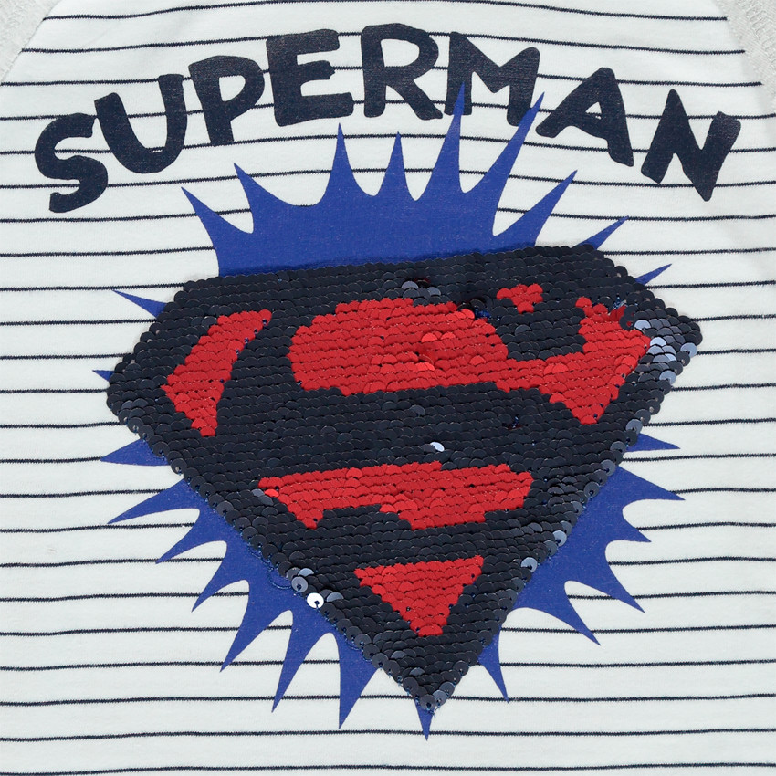 Camiseta de manga larga de rayas con logo de Superman de lentejuelas mágicas  Additional Camiseta de manga larga de rayas con logo de Superman de lentejuelas mágicas