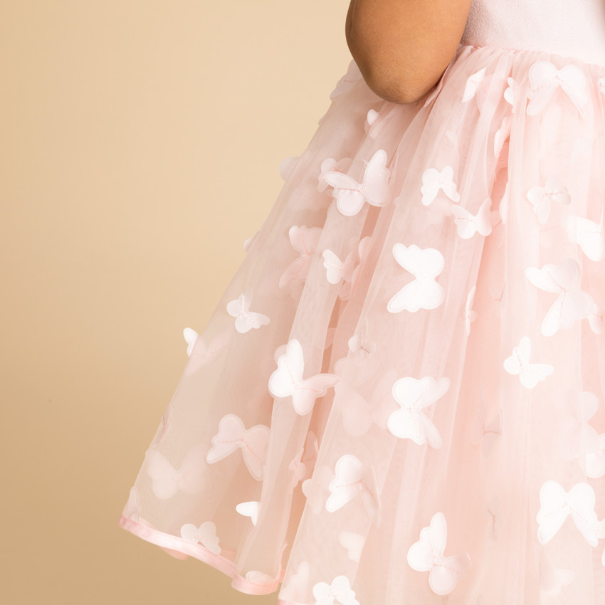 Vestido sin mangas con mariposas en relieve niña bebé. 