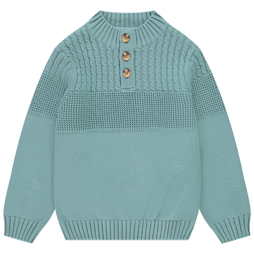 Jersey de punto con cuello alto y botones para niño 