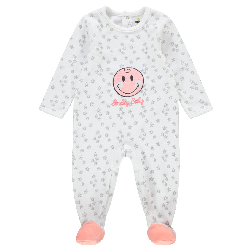 Pijama de terciopelo con ©Smiley cosido e inscripción bordada 