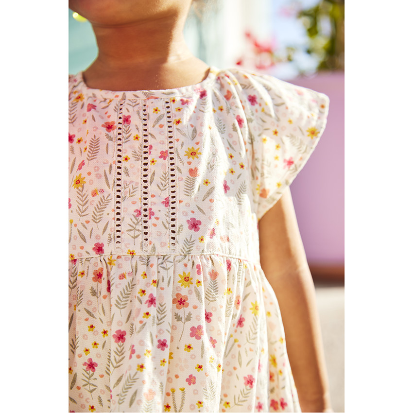 Vestido de popelina con estampado floral para niña 