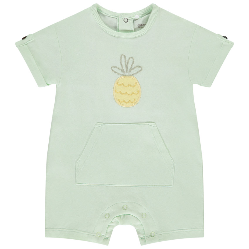 Combishort de punto flameado con parche de piña para bebé niño 