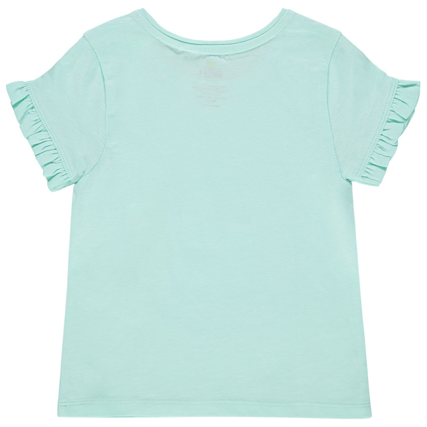 camiseta mangas cortas con volantes print piña y con purpulinas 