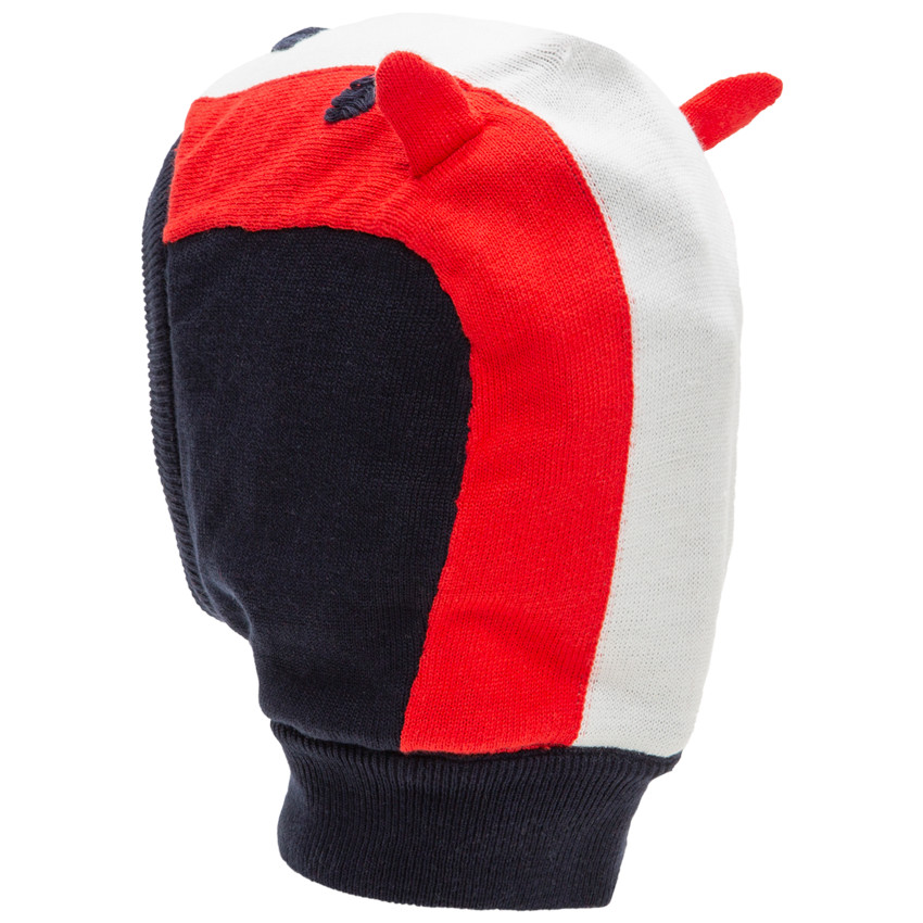 Gorro de punto con cabeza de zorro y orejas de relieve con detalles bordados 