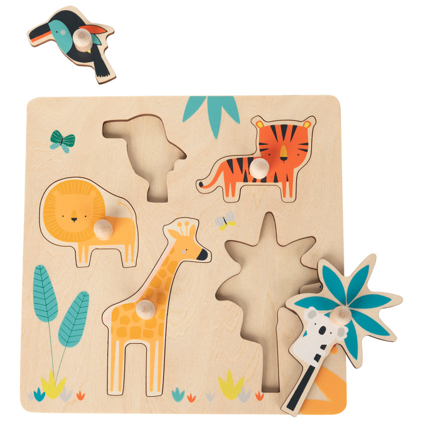 Puzle de madera Crazy Jungle 5 piezas Main Puzle de madera Crazy Jungle 5 piezas