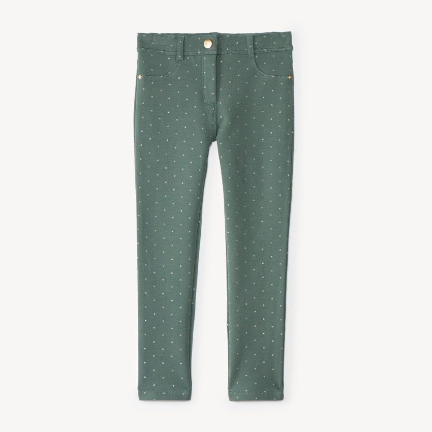 Pantalones skinny de felpa para niña con lunares dorados 