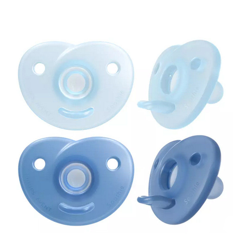 Chupete 100% Silicona Soothie +0m - Azul - 2 piezas 