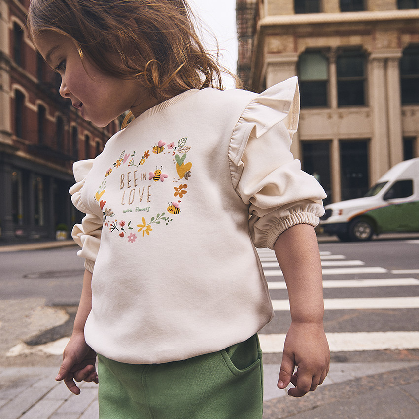 Conjunto de felpa con sudadera bordada para bebé niña 