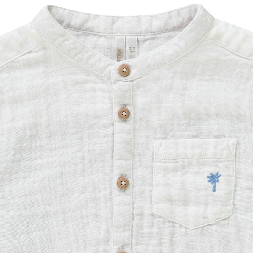 Camisa de manga corta con palmera bordada para bebé niño 