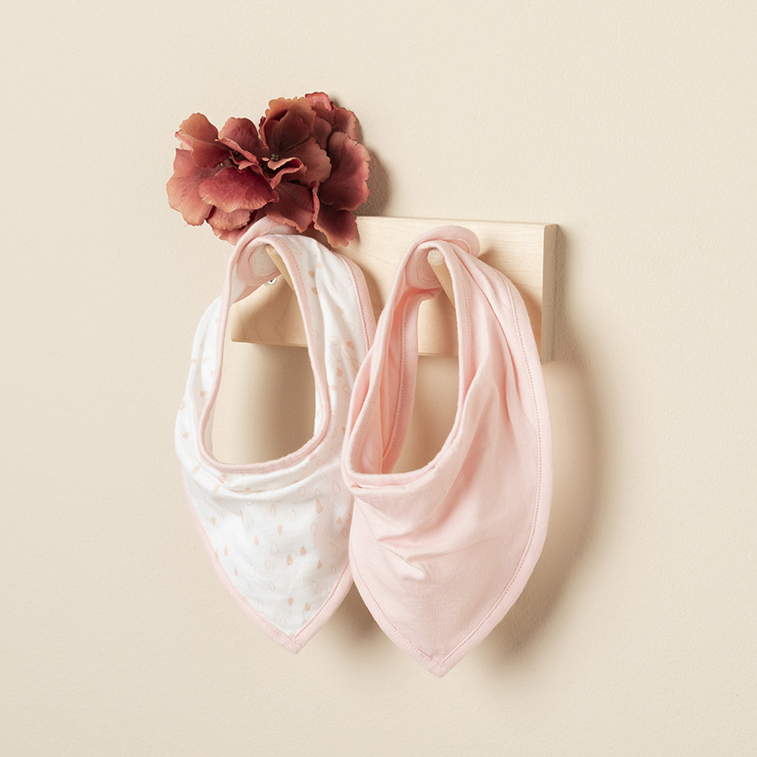 Lot de 2 bavoirs forme bandana en coton bio 