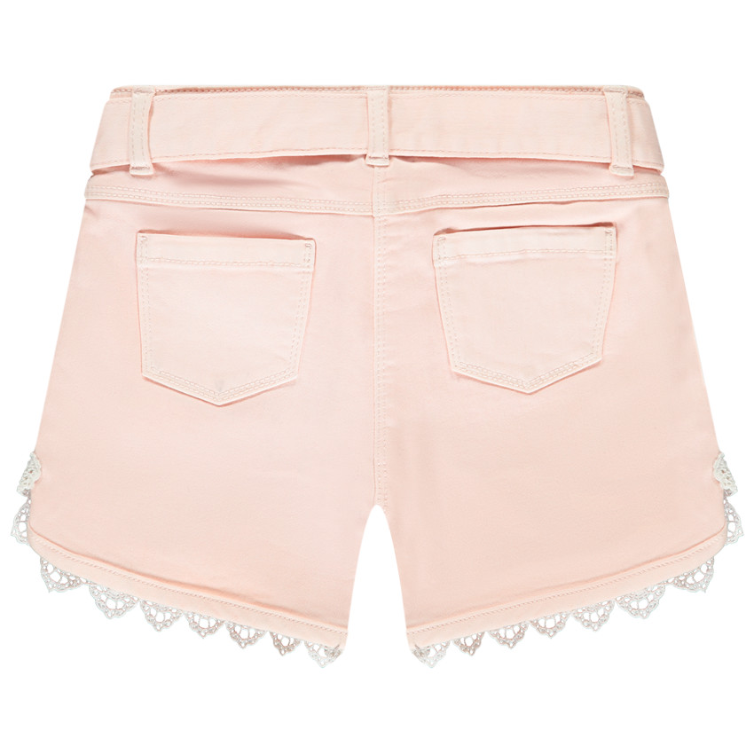 Short de vaqueros con detalles bordados y cinturón para atar para niña 
