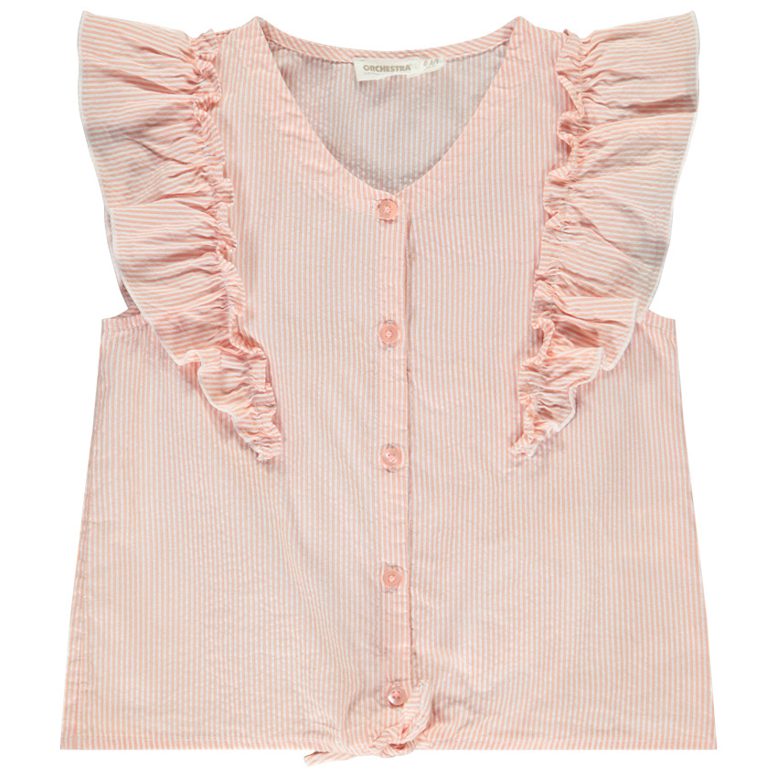 Blusa a rayas con grandes volantes para niña 
