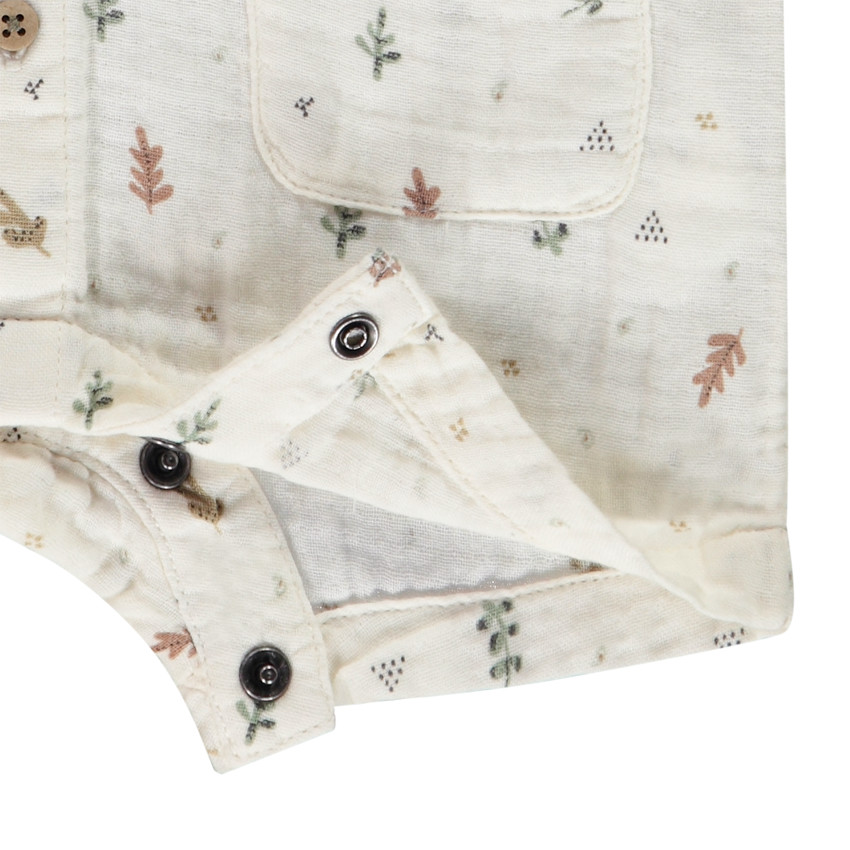 Combishort en doble gasa estampado hojas para bebé 