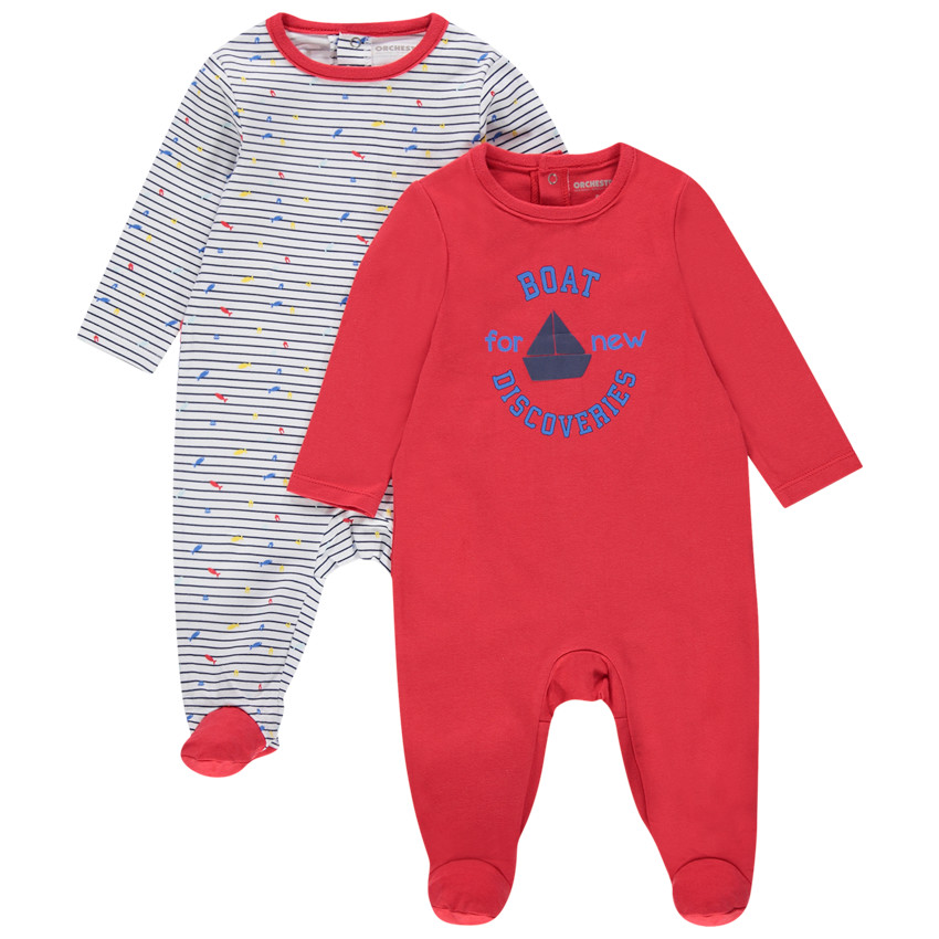 Lote de 2 peleles de algodón estilo marinero para bebé niño 