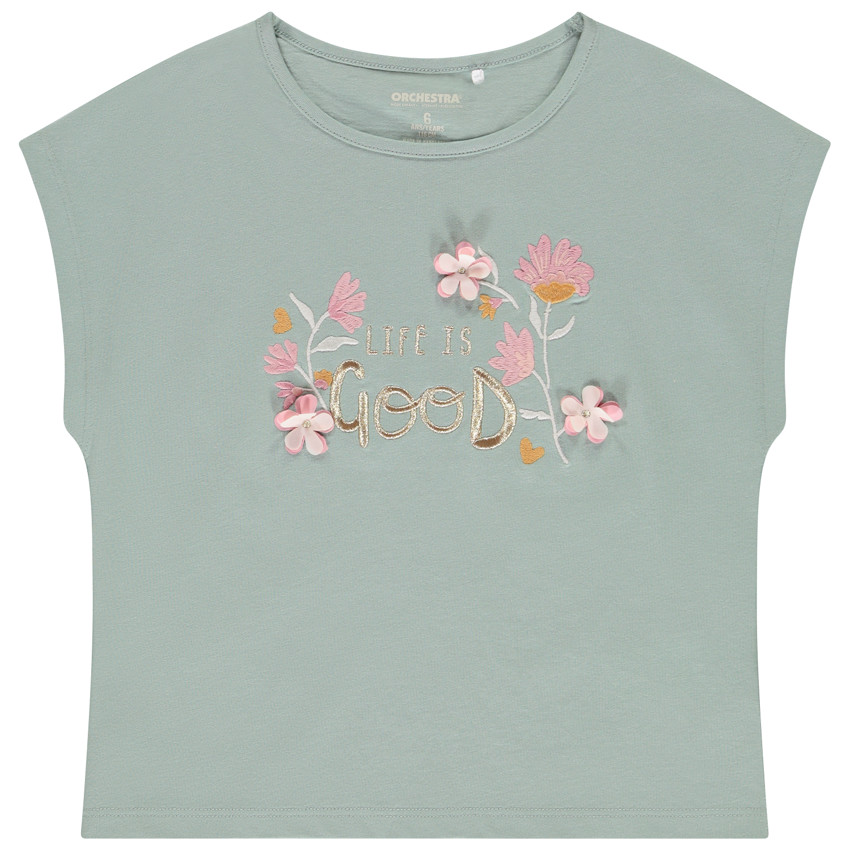Camiseta de manga corta con bordados efecto 3D para niña  Additional Camiseta de manga corta con bordados efecto 3D para niña