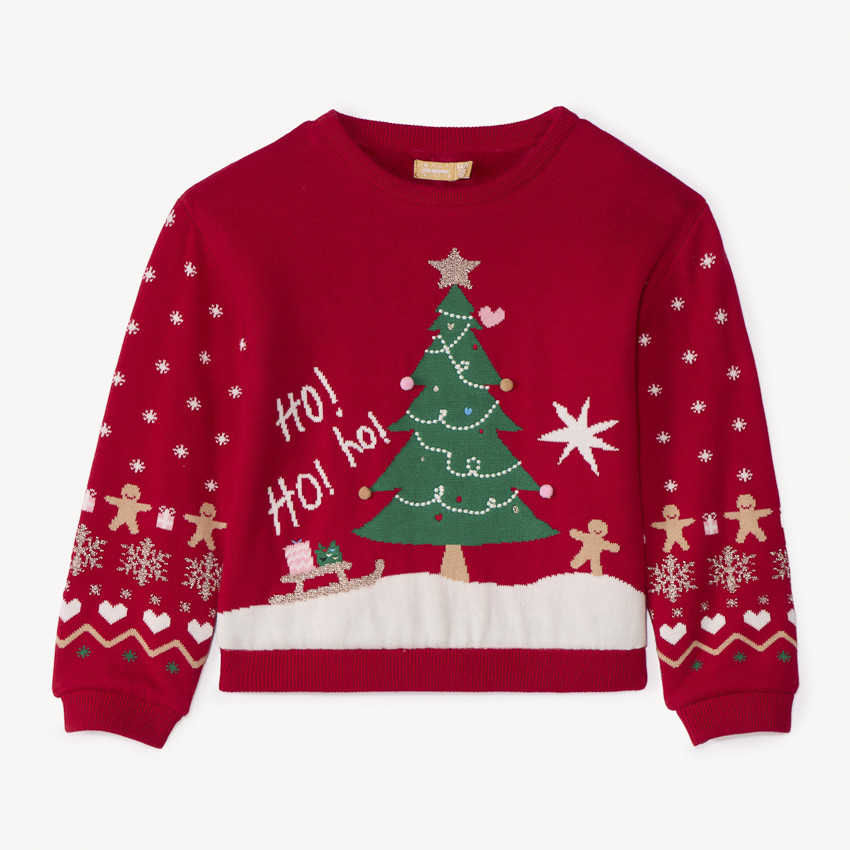 Jersey de Navidad de punto con forro de sherpa para niña 