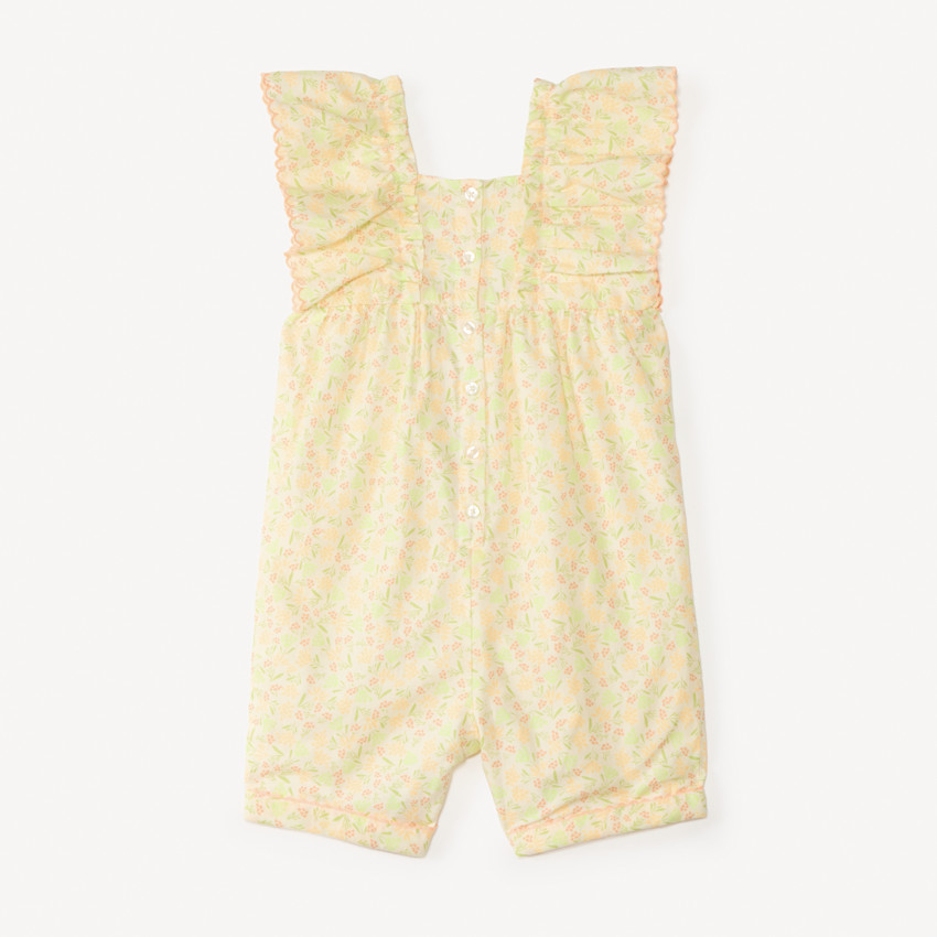 Mono corto con mangas de volantes y estampado floral para niña 