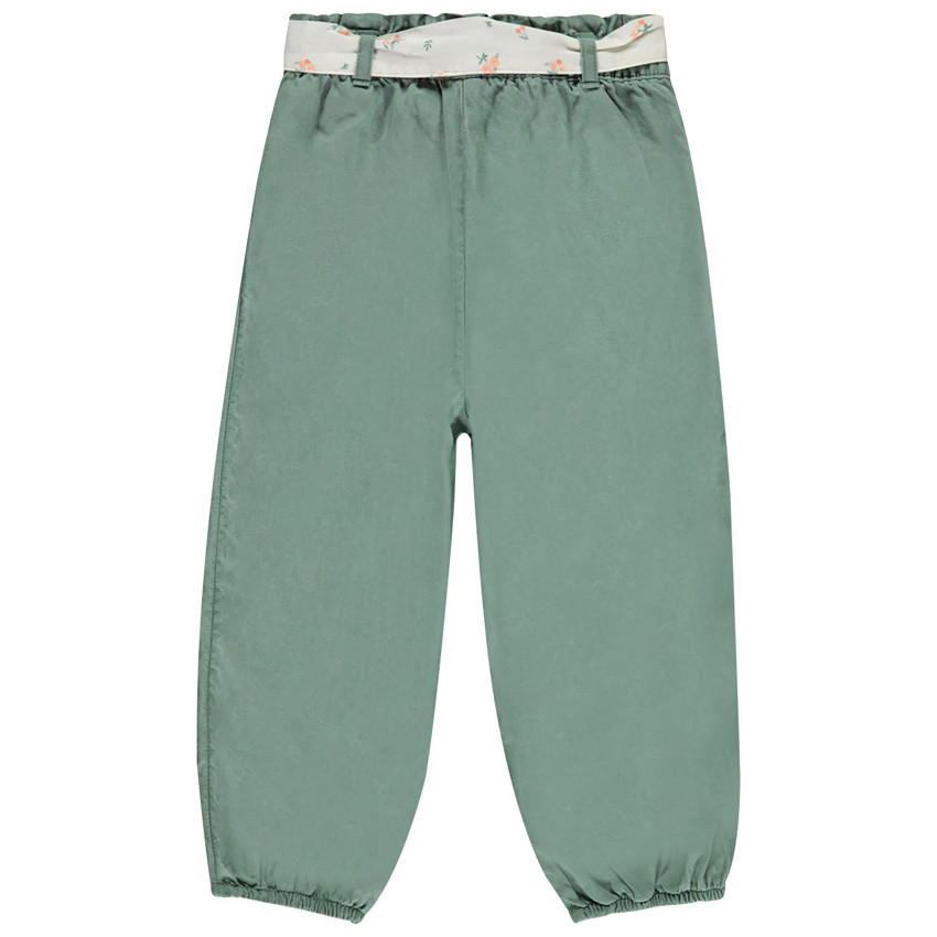 Pantalón de tela con cinturón para atar para niña 