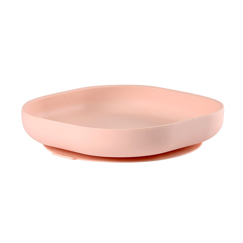 Plato de silicona con ventosa rosa 