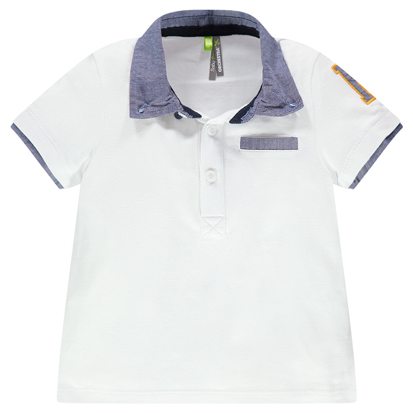 Polo manga corta efecto denim 