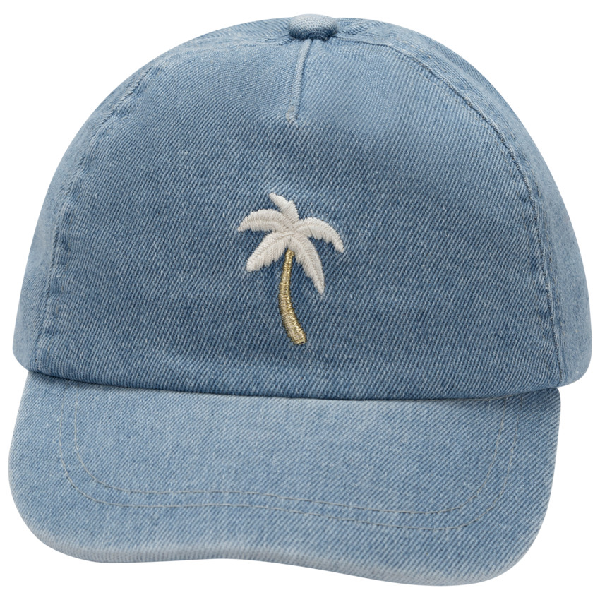 Gorra de denim con palmera bordada para niña 