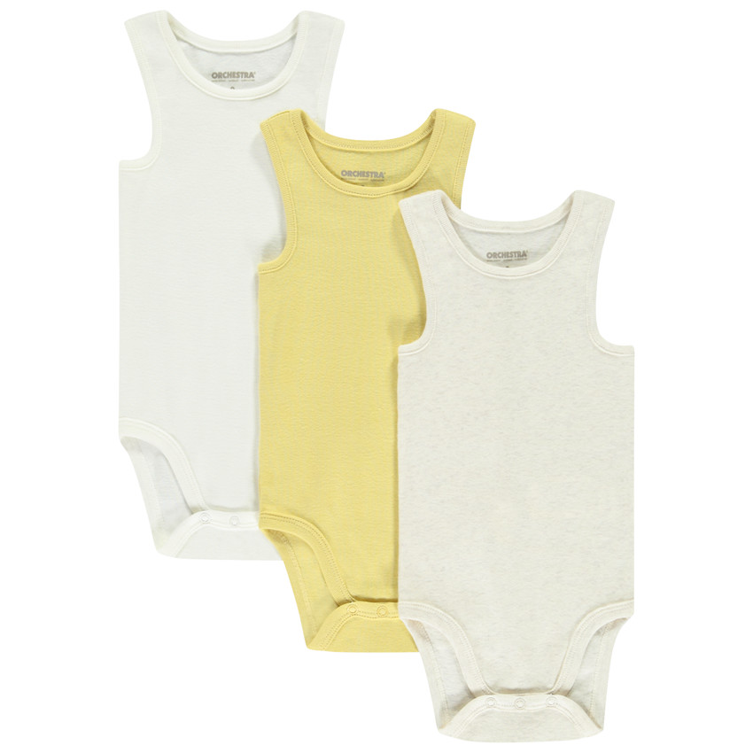 Pack de 3 bodies sin mangas lisos para bebé niño 