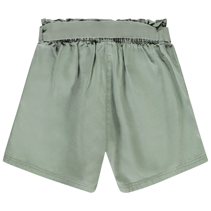 Short de tiro alto en Twill con cinturón para atar para niña 