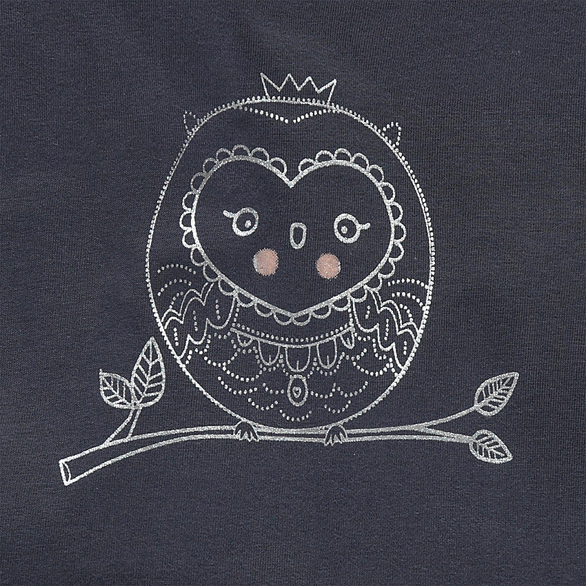 Vestido de manga larga con volantes y estampado de lechuza 