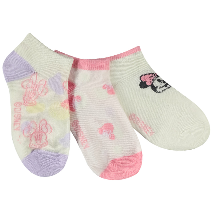 Pack de 3 pares de calcetines cortos Minnie Disney para niña 