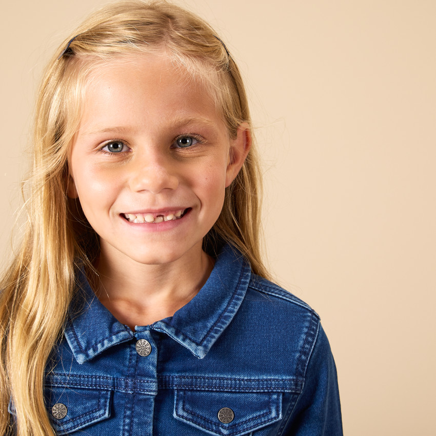 Vestido de niña de manga larga estilo camisa efecto denim  Additional Vestido de niña de manga larga estilo camisa efecto denim