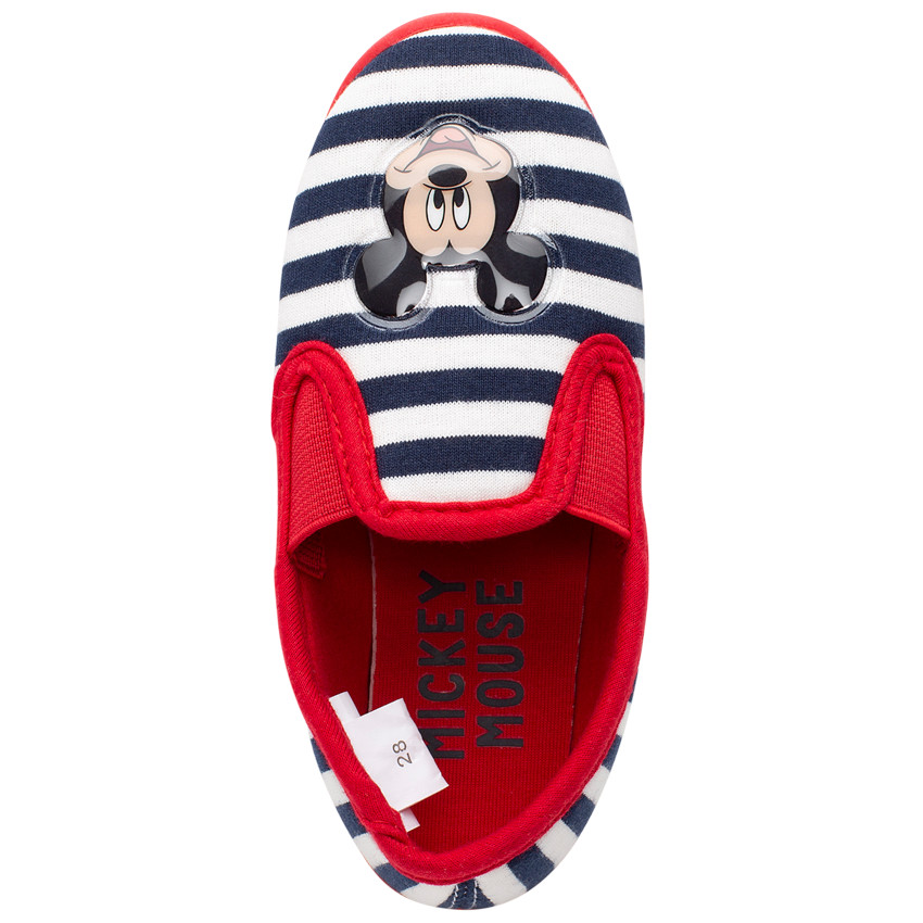 Pantuflas bajas a rayas con parche de Mickey Disney 