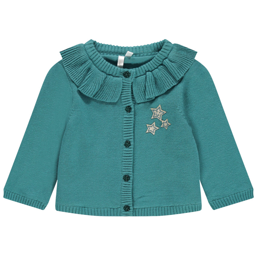 Gilet en maille à col volanté et étoiles patchées 