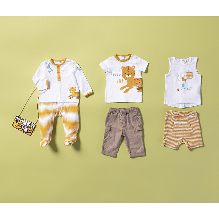 Ensemble avec débardeur motif jungle et bermuda en éponge rayé  Additional Ensemble avec débardeur motif jungle et bermuda en éponge rayé