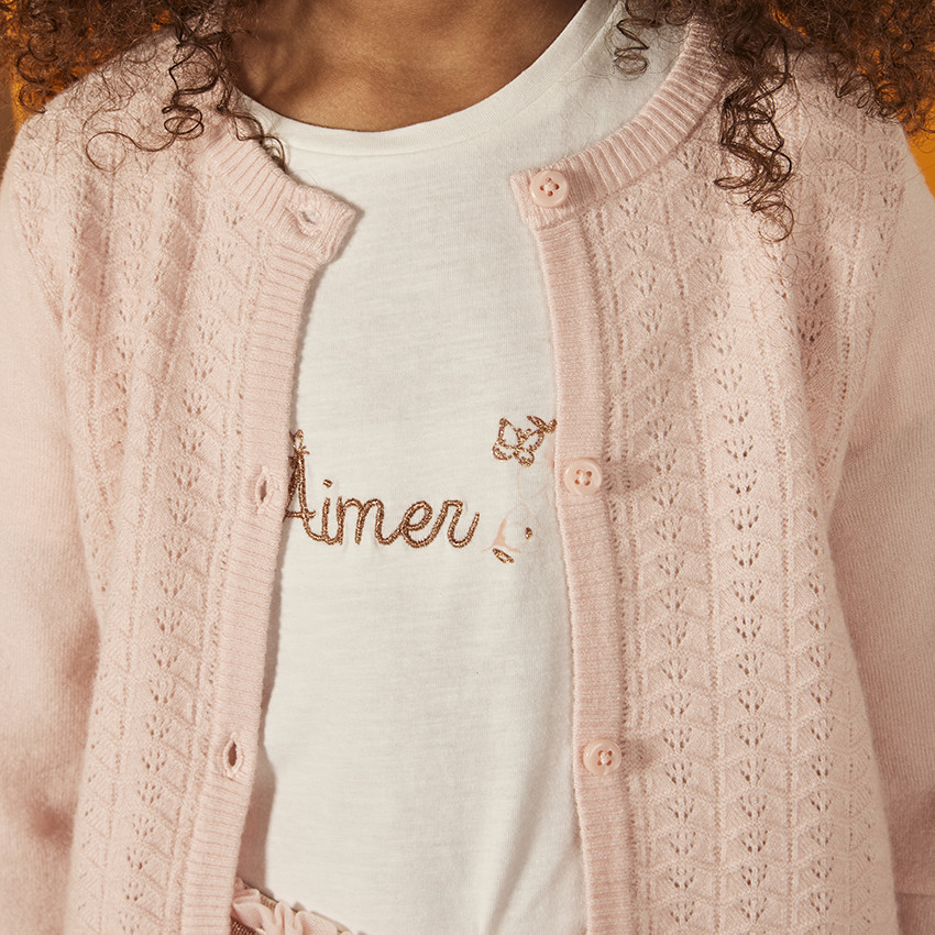 Camiseta de manga corta con bordado dorado para niña  Additional Camiseta de manga corta con bordado dorado para niña