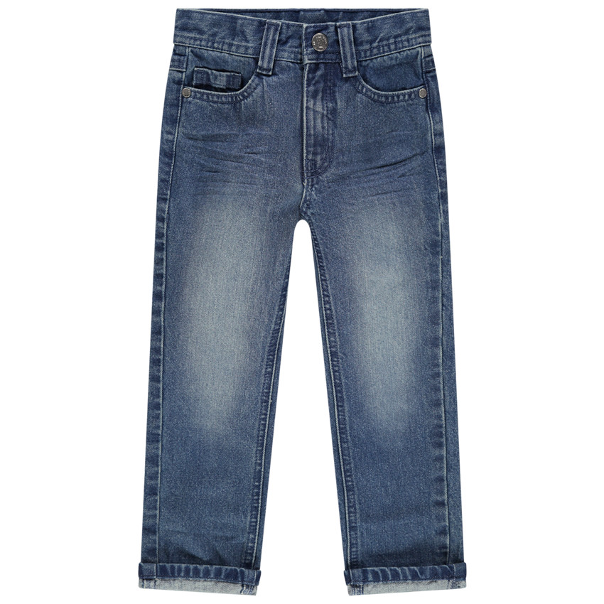 Jeans efecto desgastado y arrugado corte recto niño. 