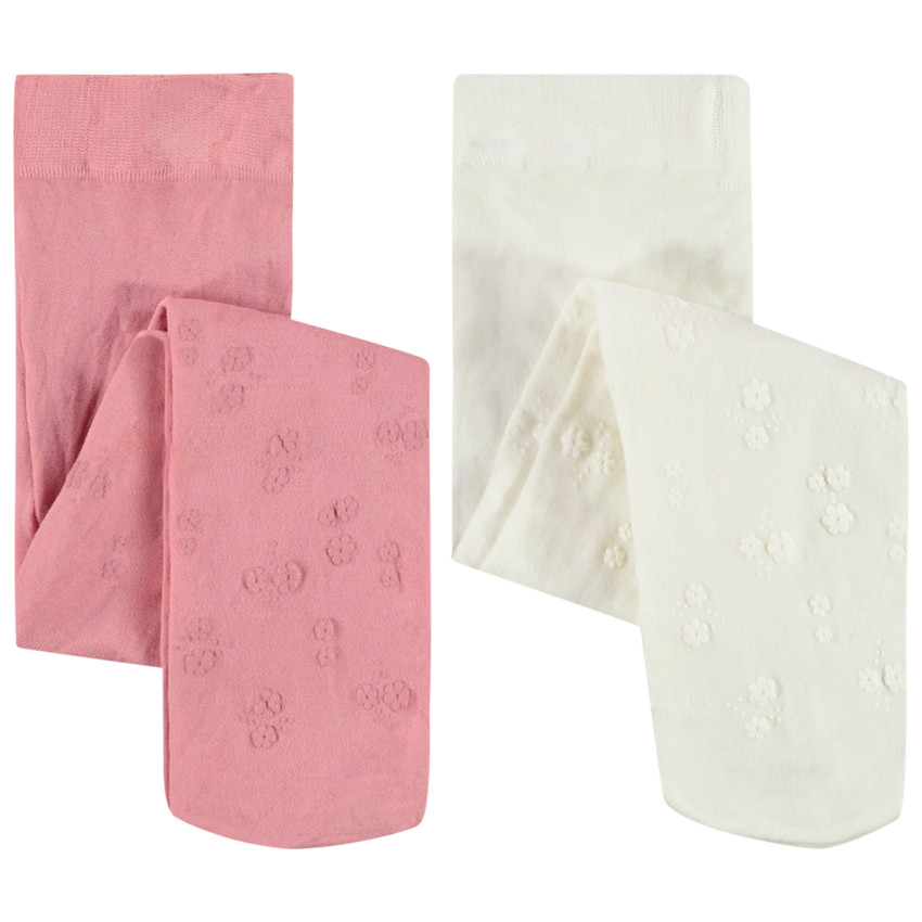Pack de 2 leotardos finos con estampado floral para bebé niña 