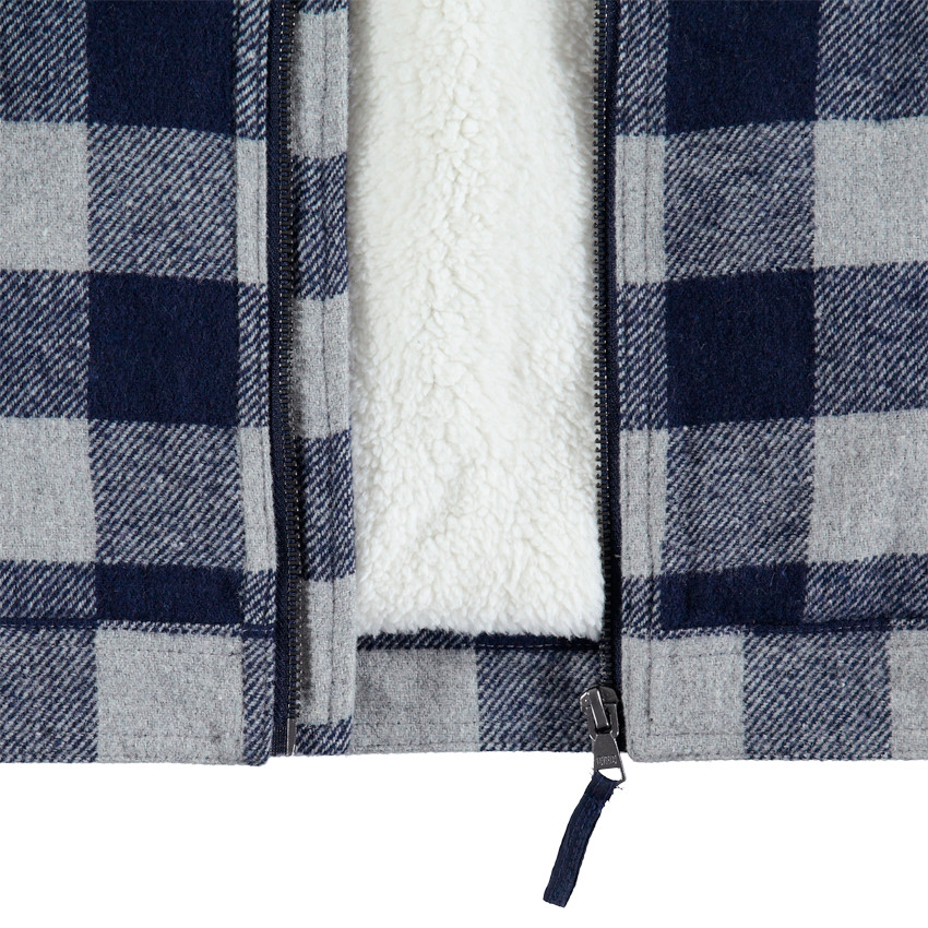 Chaqueta de franela con forro de borreguillo y bolsillos 