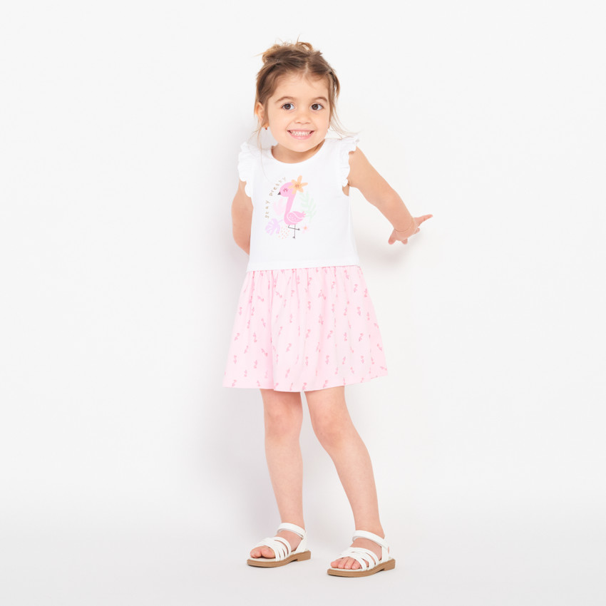 Vestido de fantasía con flamencos rosas y mangas con volantes para niña bebé  Additional Vestido de fantasía con flamencos rosas y mangas con volantes para niña bebé