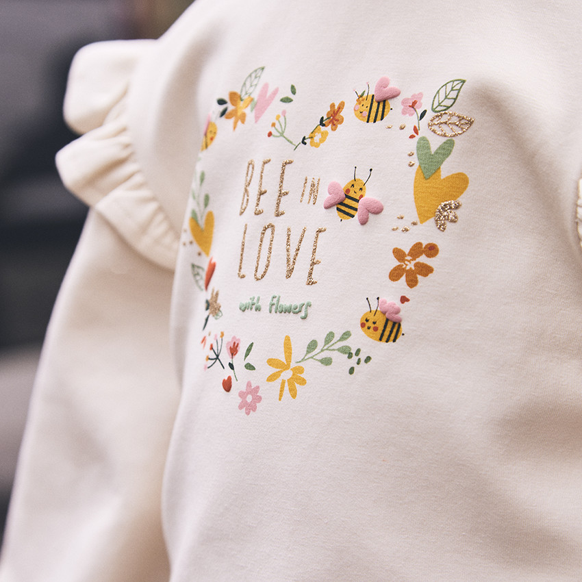 Conjunto de felpa con sudadera bordada para bebé niña 